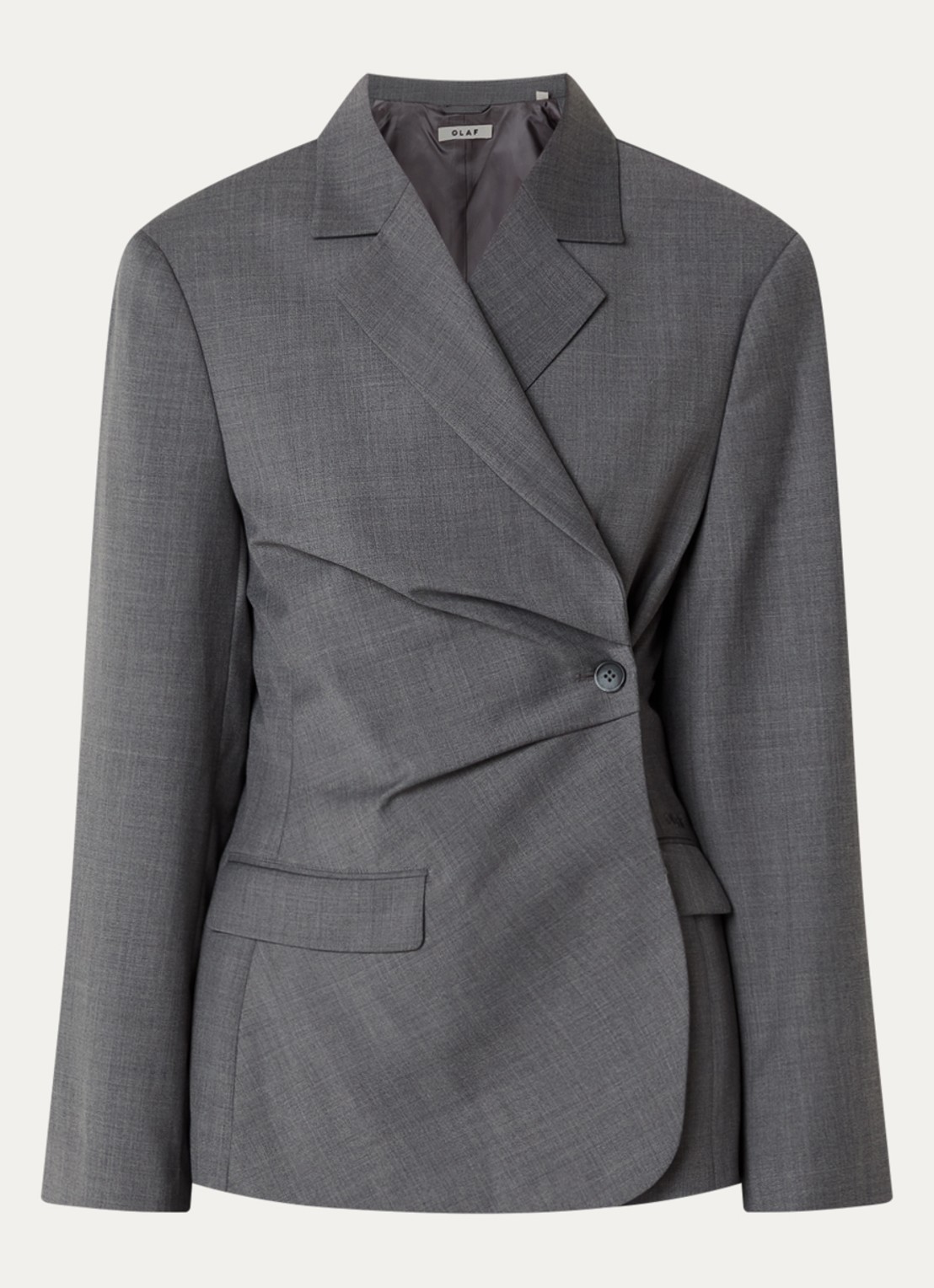 OLAF Blazer in wolblend met overslag - voorkant 3 donkergrijs