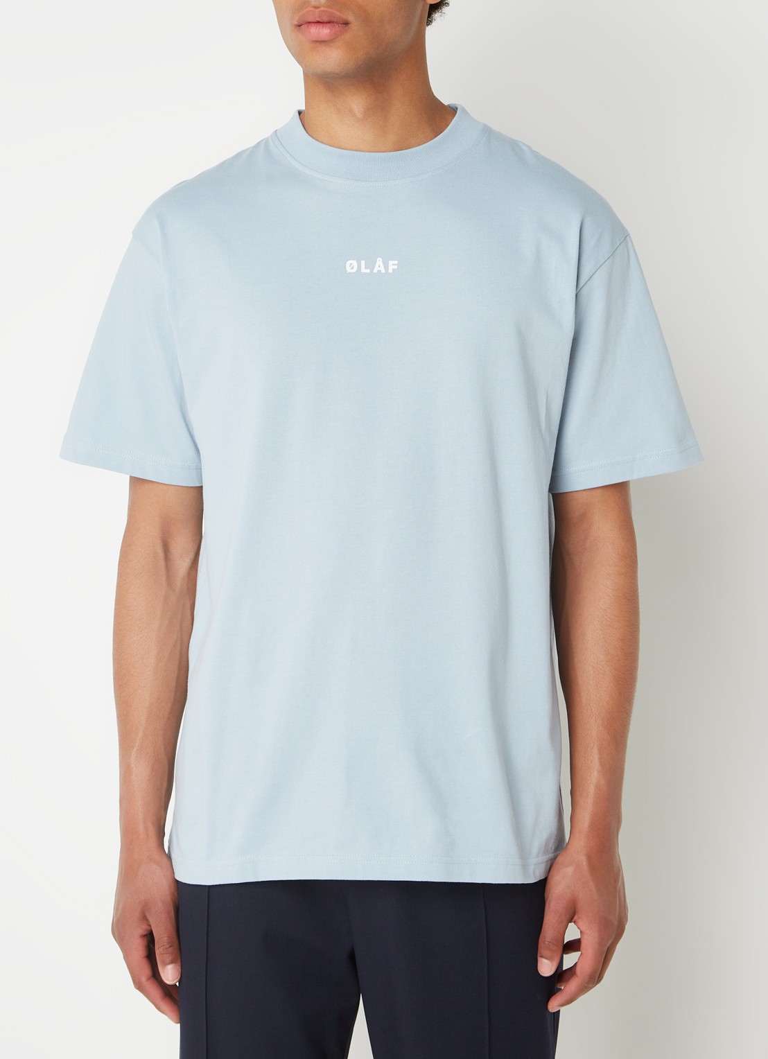 OLAF Block T-shirt met logo - detail 4 lichtblauw