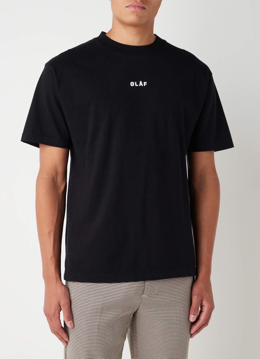OLAF Block T-shirt van katoen met logo - detail 4 zwart