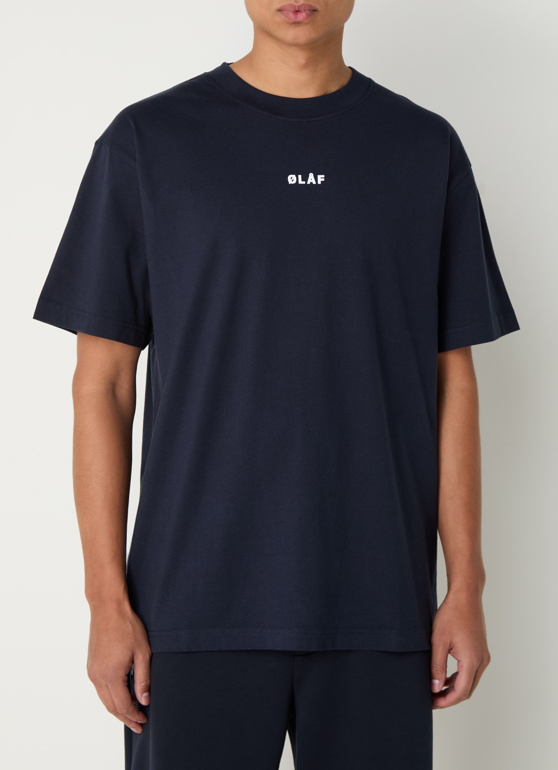 OLAF Block T-shirt van katoen met logo - detail 2 donkerblauw