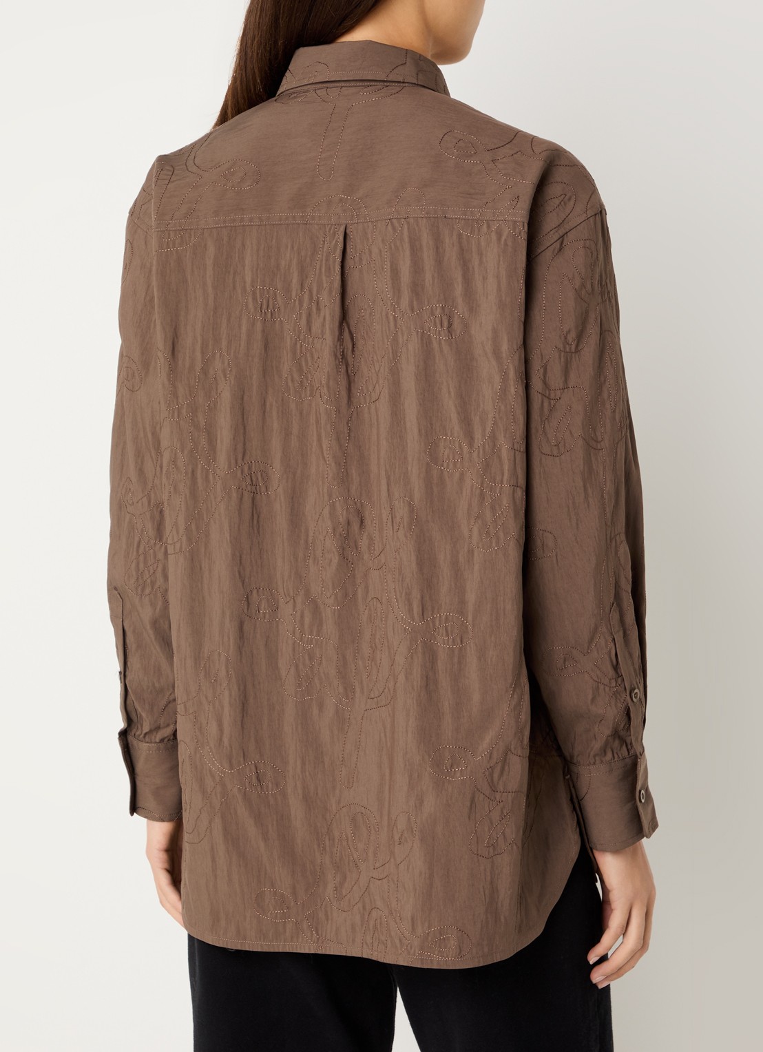OLAF Blouse met borduring - achterkant 3 taupe
