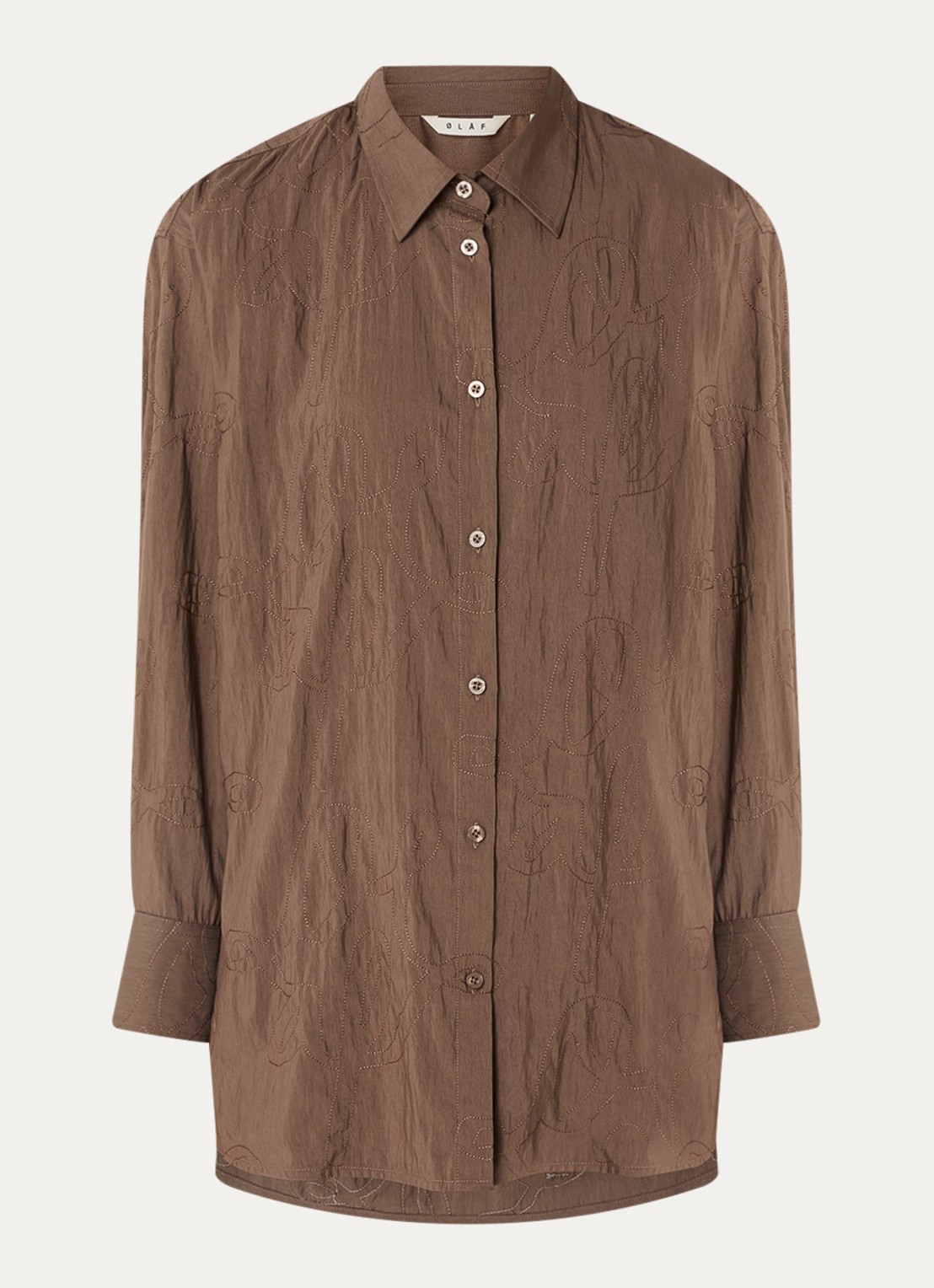 OLAF Blouse met borduring - voorkant taupe