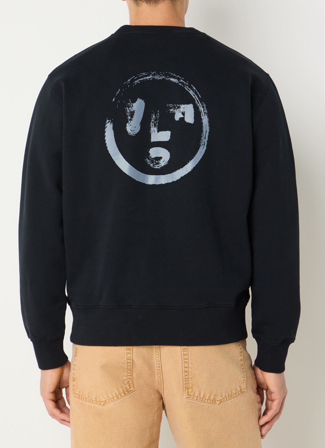 OLAF Brushstroke sweater met logo- en backprint - detail zwart