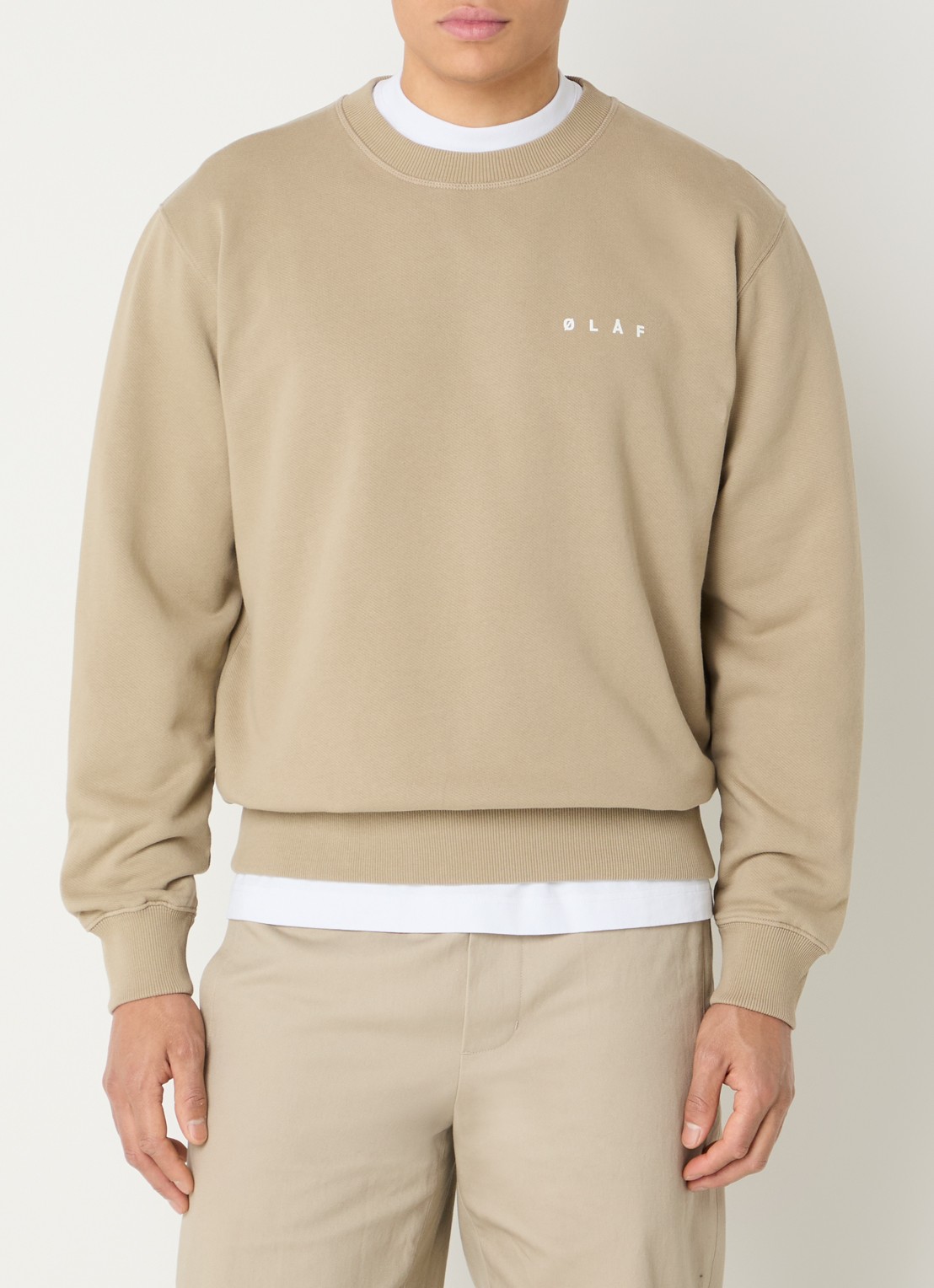 OLAF Brushstroke sweater met logo- en backprint - achterkant 3 beige