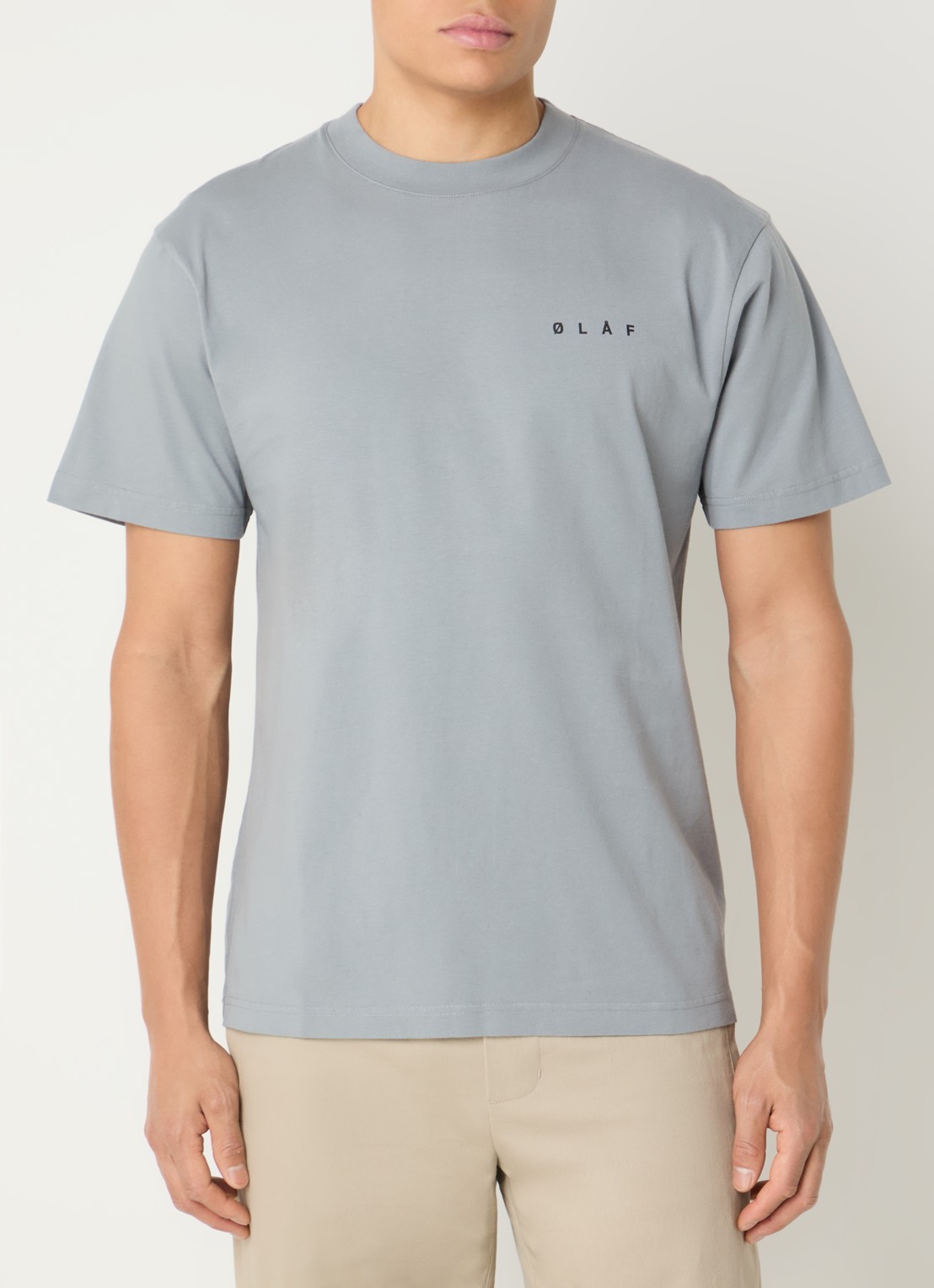 OLAF Brushstroke T-shirt met logo- en backprint - achterkant grijs