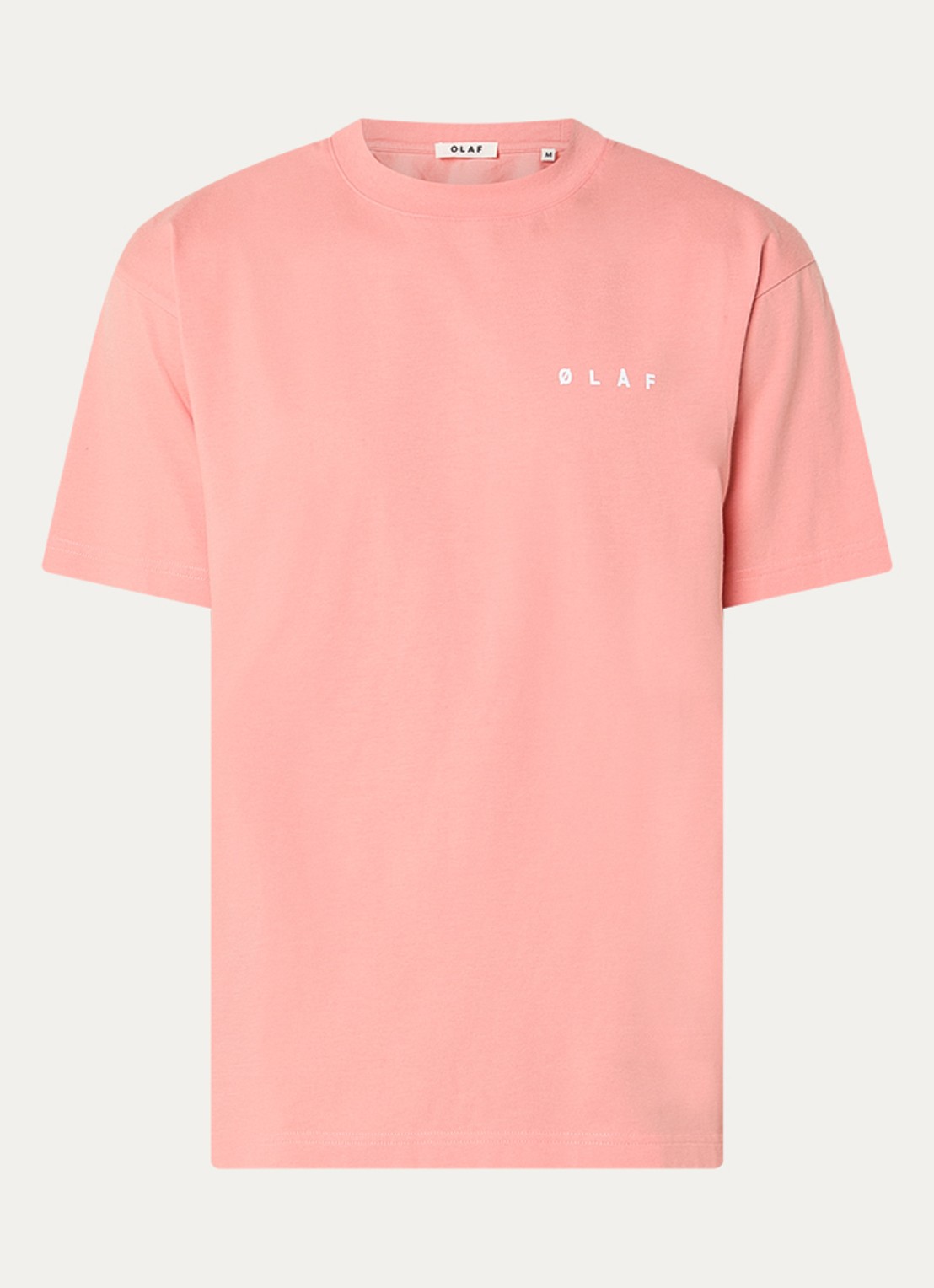 OLAF Brushstroke T-shirt met logo- en backprint - voorkant 2 koraal