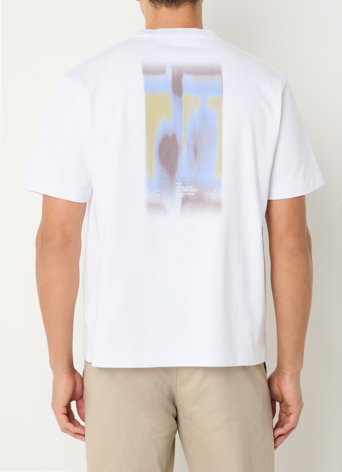 OLAF Brushstroke T-shirt met logo- en backprint - detail 4 wit