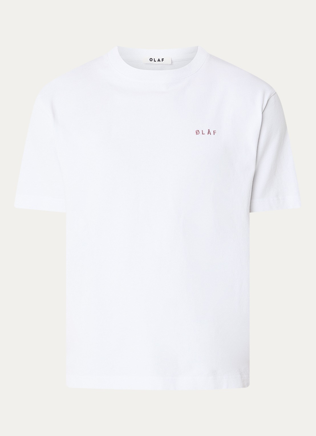 OLAF Brushstroke T-shirt met logo- en backprint - voorkant wit