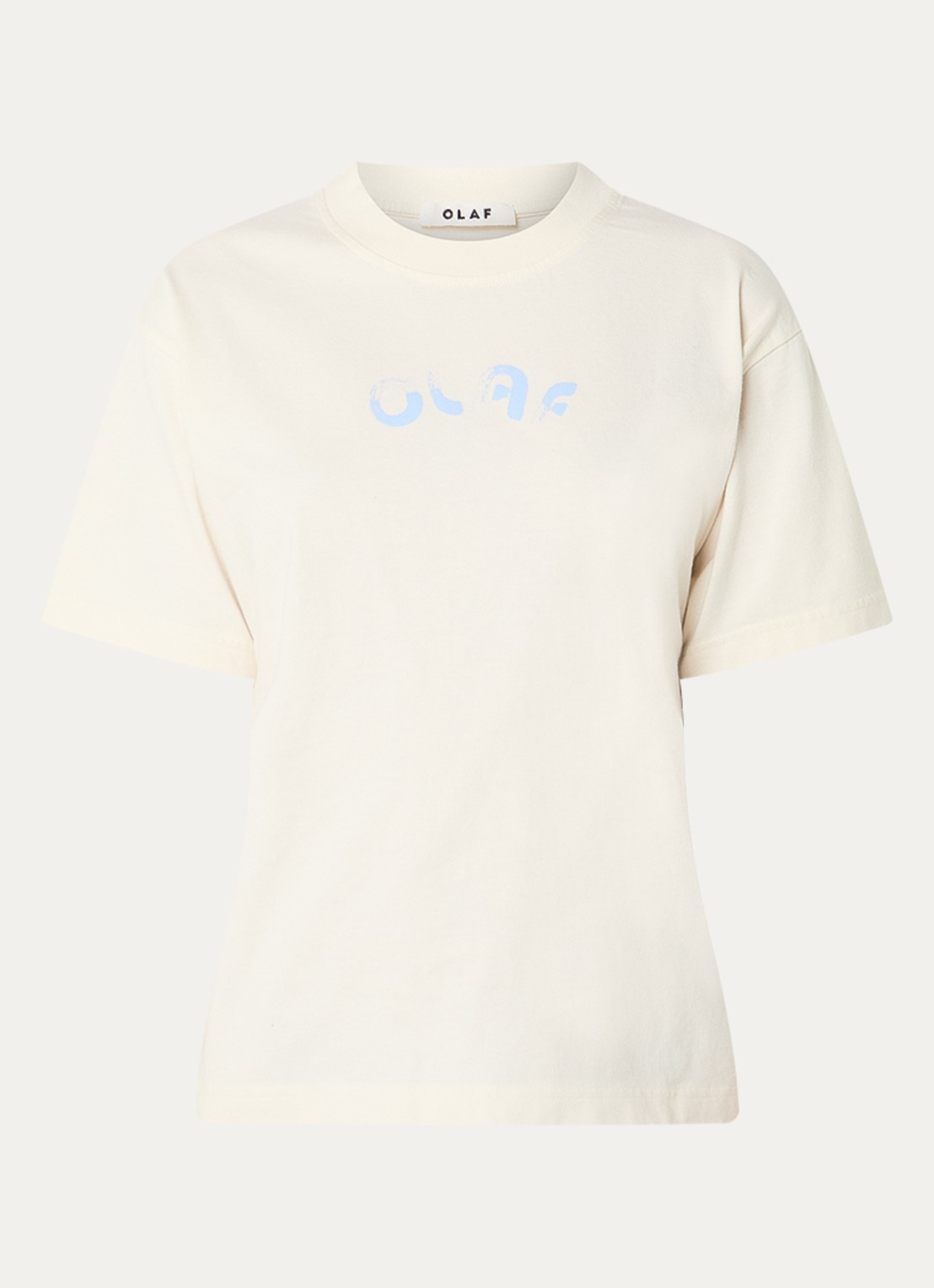 OLAF Brushstroke T-shirt met logo - voorkant gebroken wit