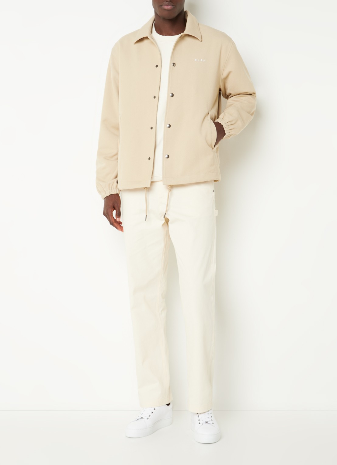 OLAF Coach jack met logo- en backprint  - voorkant 5 beige