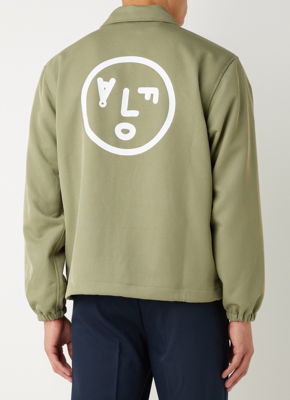 OLAF Coach jack met logo- en backprint  - achterkant mosgroen