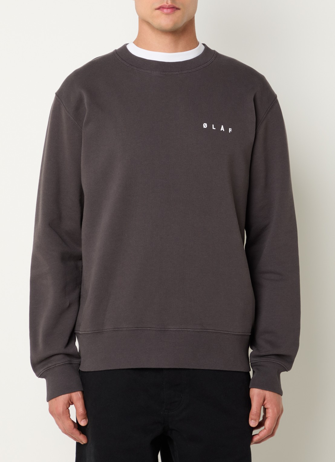 OLAF Crafted Face sweater met logo- en backprint - achterkant 2 antraciet