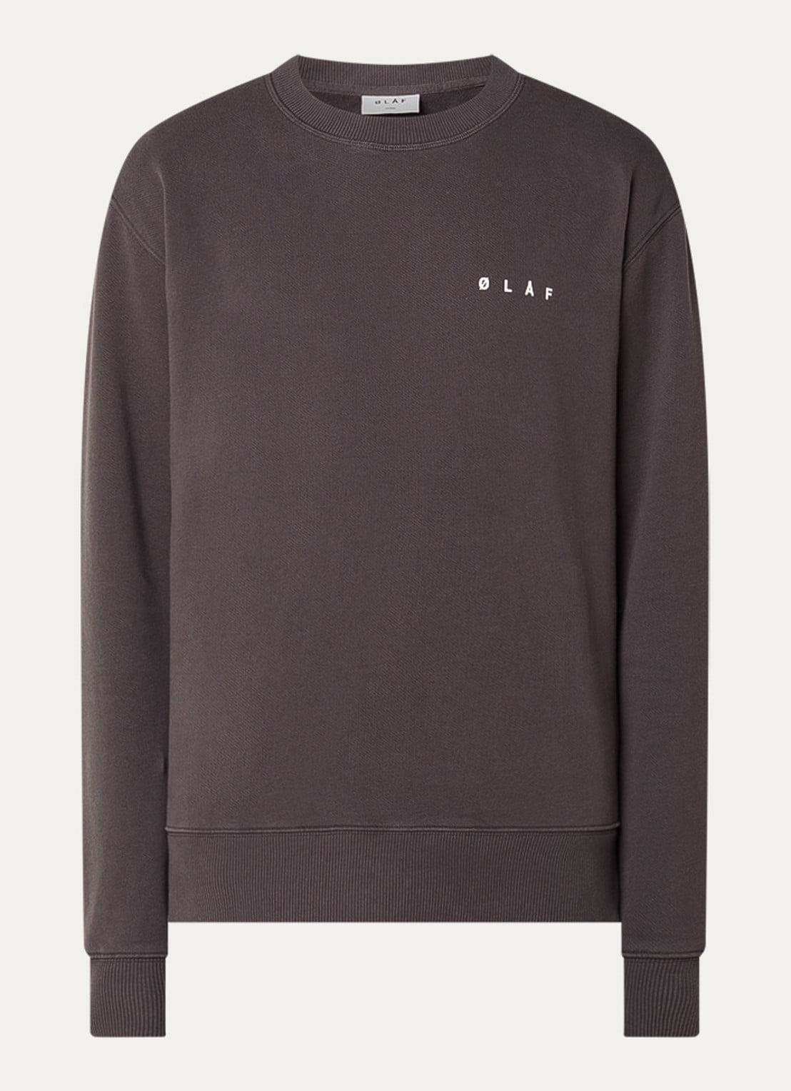 OLAF Crafted Face sweater met logo- en backprint - voorkant 3 antraciet