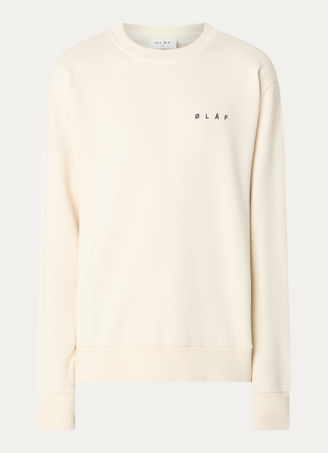 OLAF Crafted Face sweater met logo- en backprint - voorkant ivoor