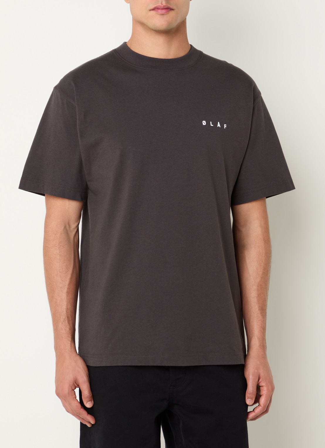 OLAF Crafted Face T-shirt met logo en backprint - achterkant 2 antraciet