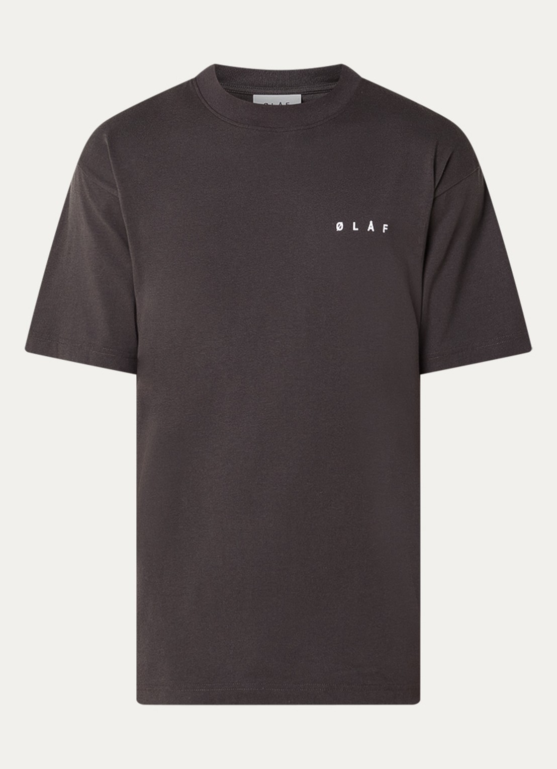 OLAF Crafted Face T-shirt met logo en backprint - voorkant 3 antraciet