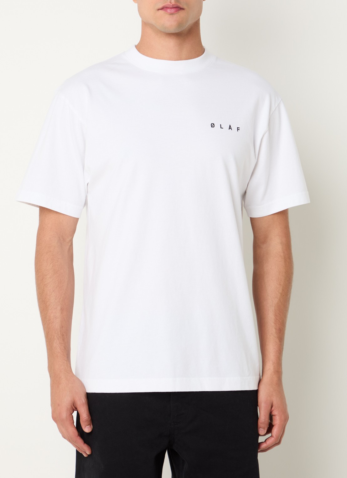 OLAF Crafted T-shirt met logo- en backprint - achterkant wit
