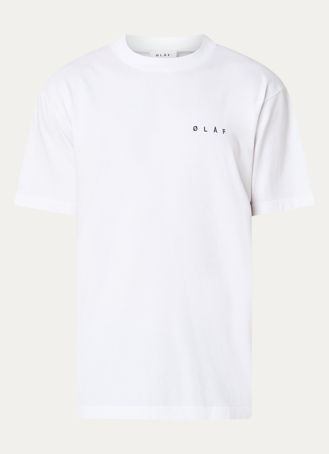 OLAF Crafted T-shirt met logo- en backprint - voorkant 2 wit