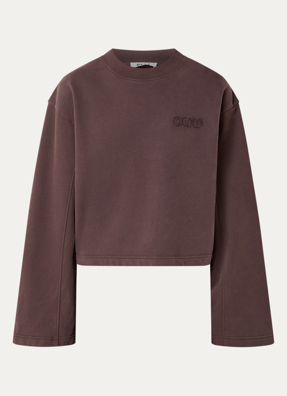 OLAF Cropped sweater met logo - voorkant 2 bruin