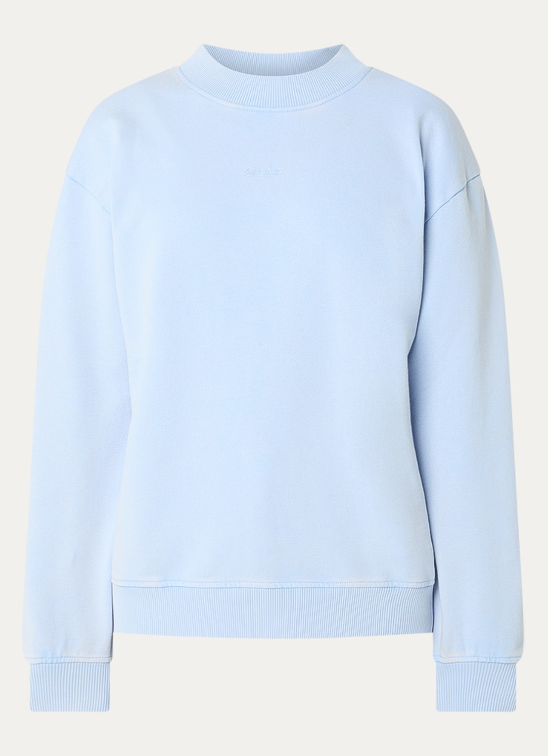 OLAF Essential sweater met logoborduring - voorkant 2 lichtblauw