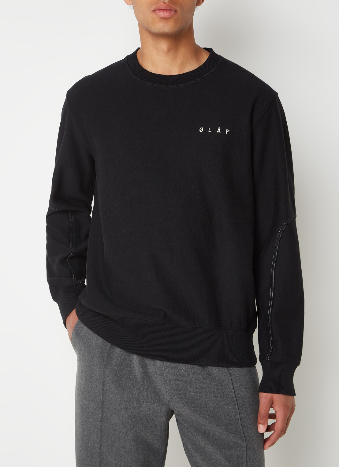 OLAF Face sweater met logo- en backprint - achterkant 2 zwart