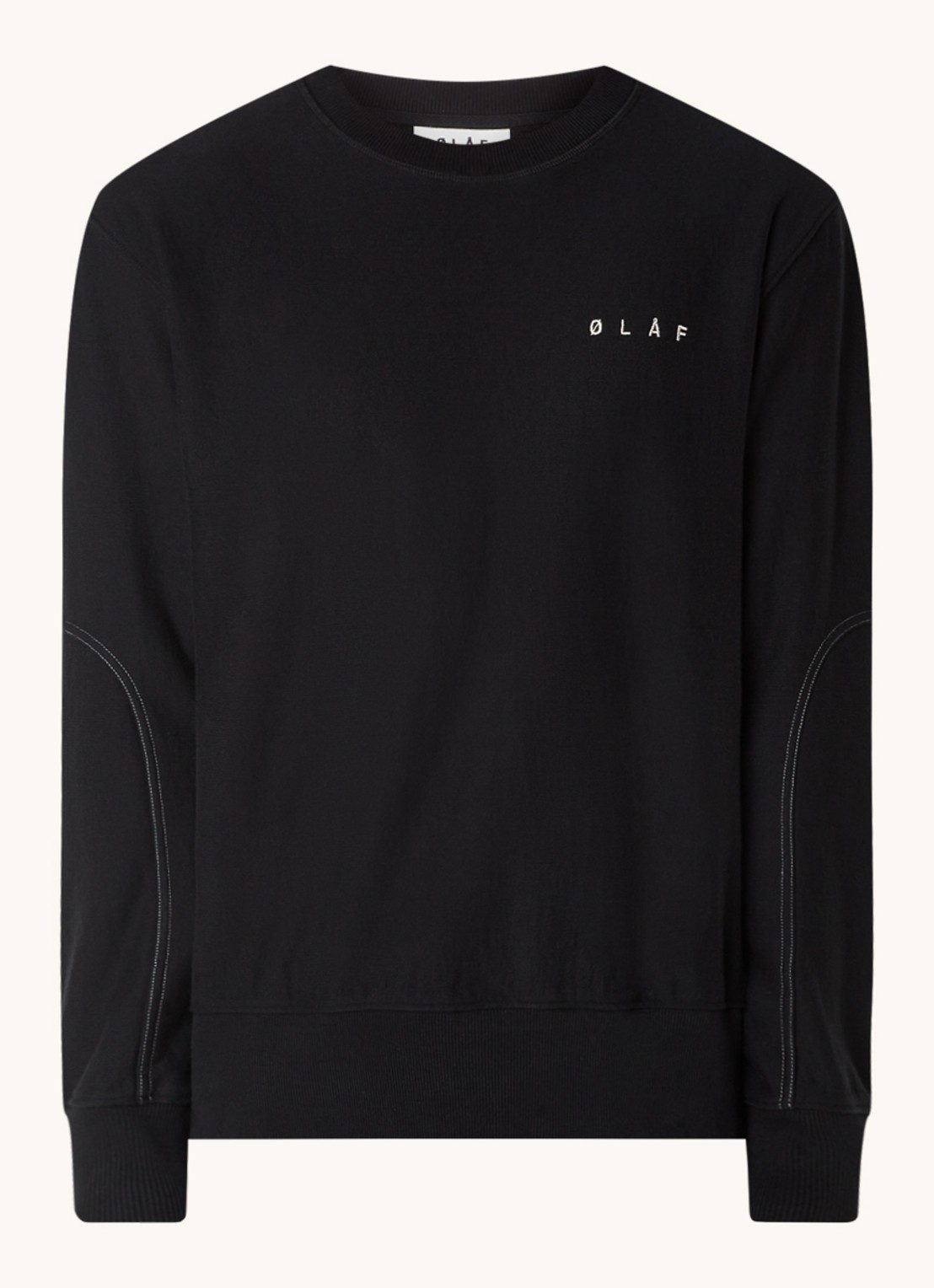 OLAF Face sweater met logo- en backprint - voorkant 3 zwart