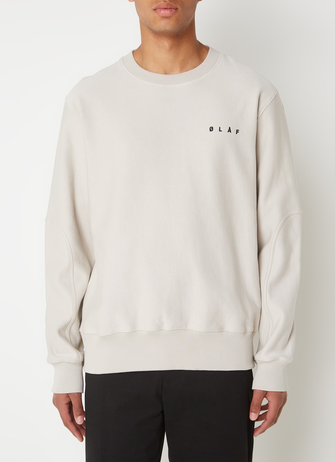 OLAF Face sweater met logo- en backprint - achterkant 4 lichtgrijs