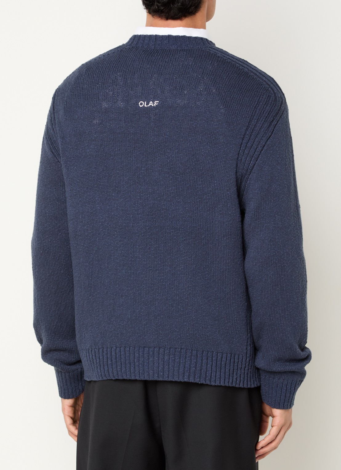 OLAF Grofgebreide trui met ronde hals - achterkant 4 donkerblauw