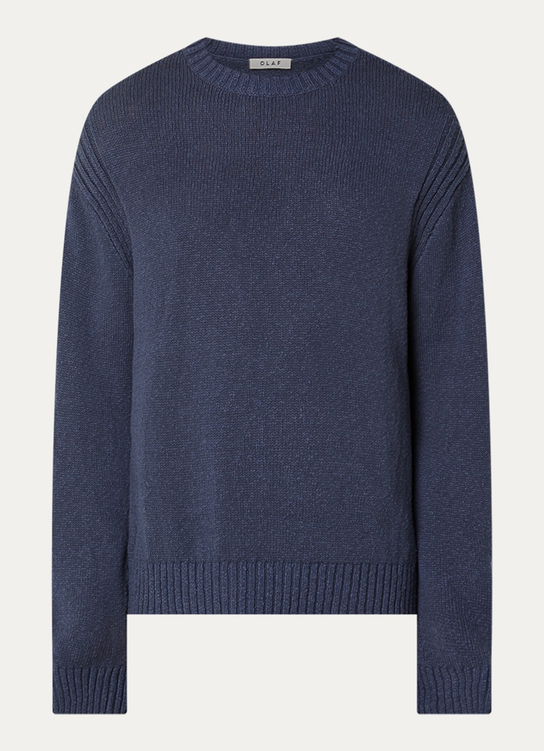OLAF Grofgebreide trui met ronde hals - voorkant 2 donkerblauw