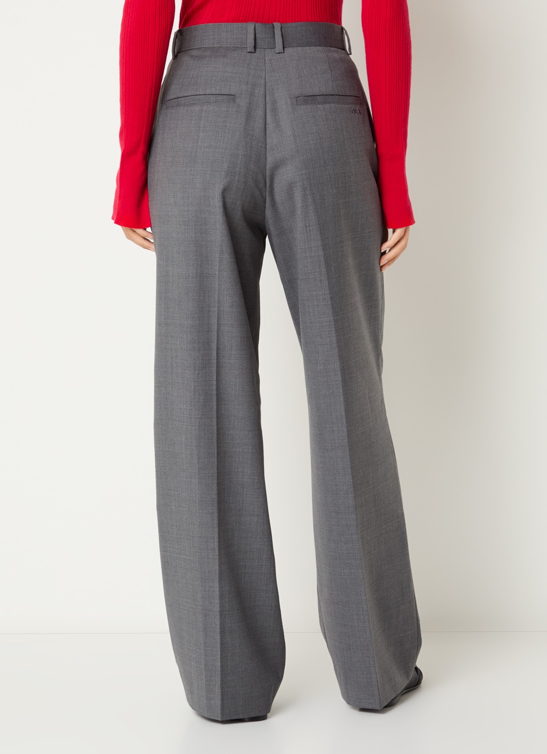 OLAF High waist loose fit pantalon in wolblend - achterkant donkergrijs