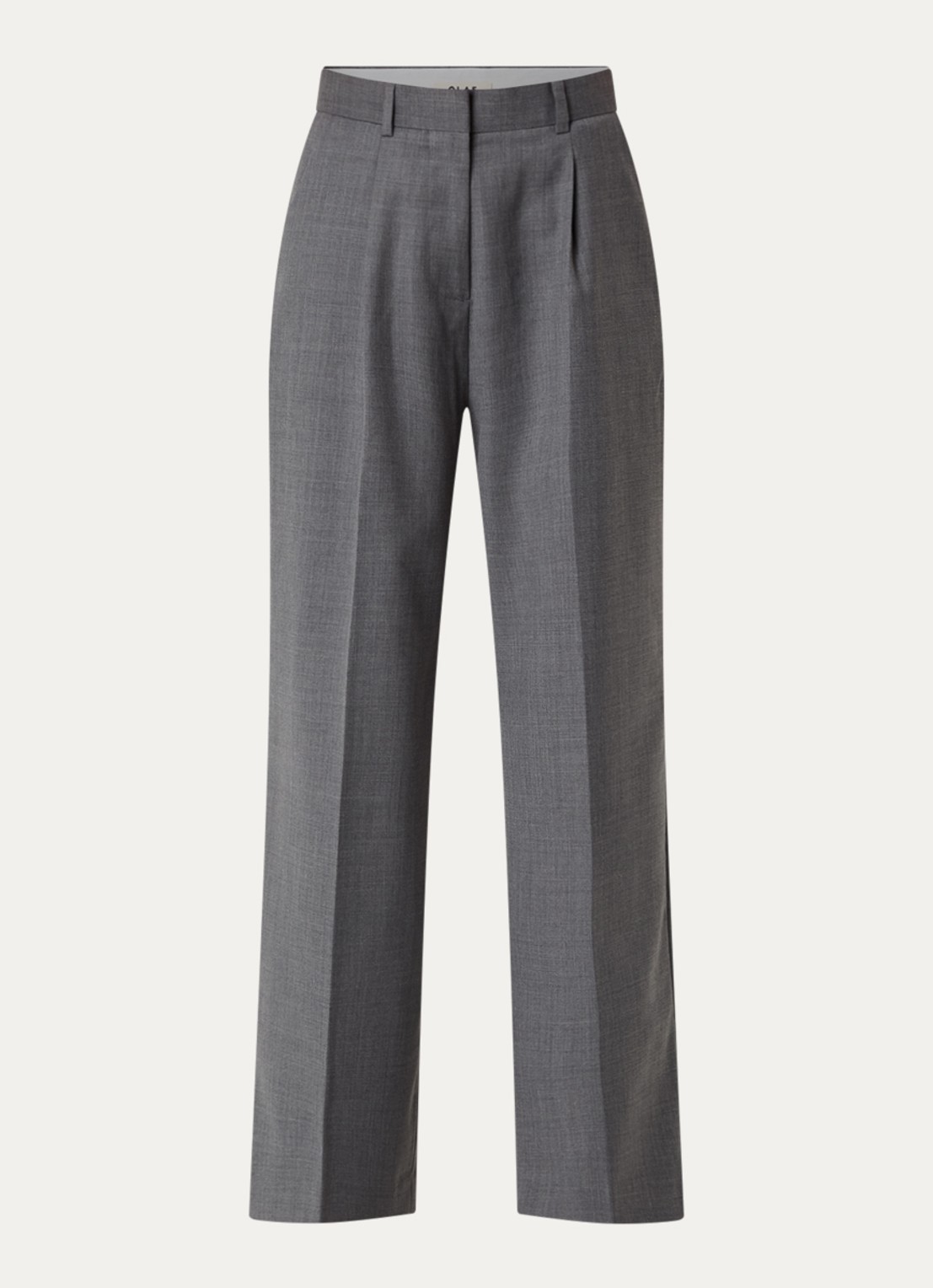 OLAF High waist loose fit pantalon in wolblend - voorkant 3 donkergrijs