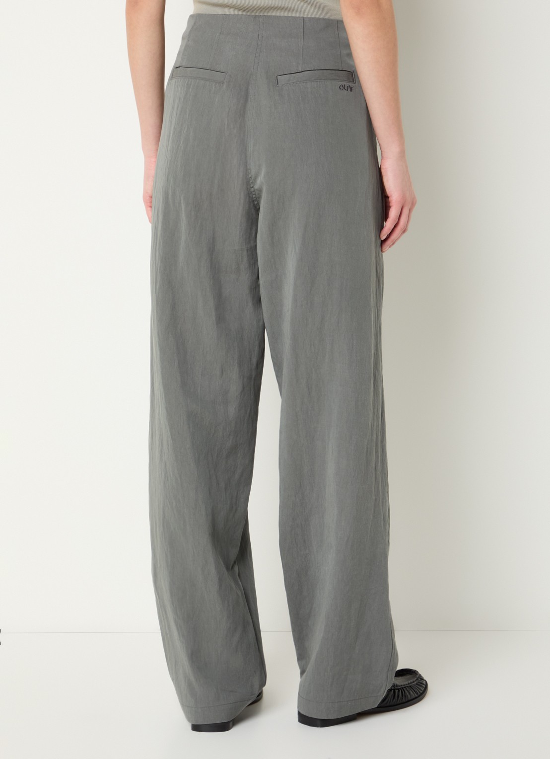 OLAF High waist loose fit pantalon met steekzakken - achterkant 4 grijs