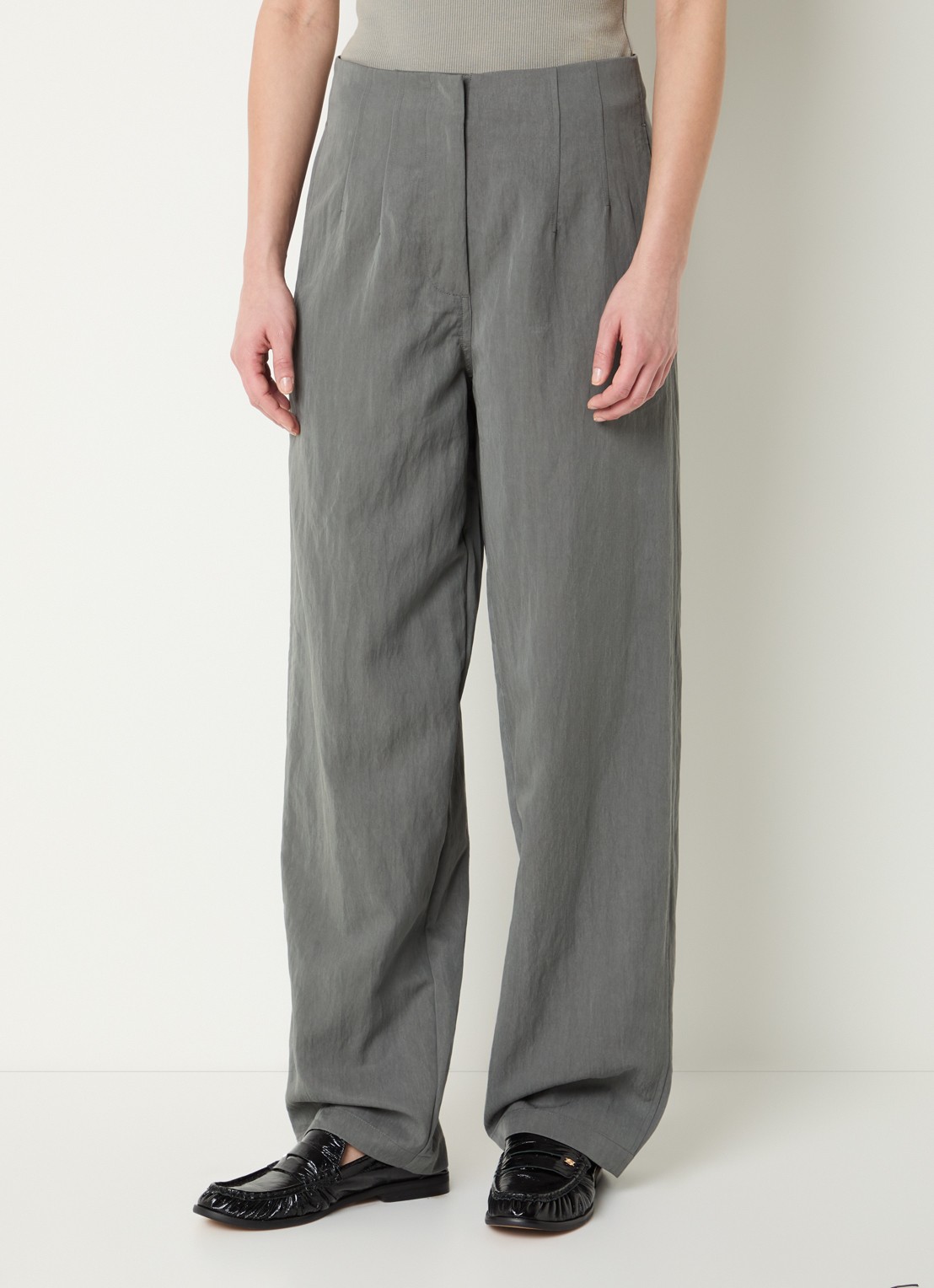 OLAF High waist loose fit pantalon met steekzakken - detail 3 grijs