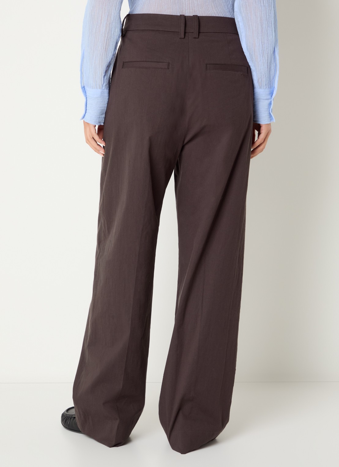OLAF High waist straight fit pantalon met steekzakken - achterkant 4 bruin