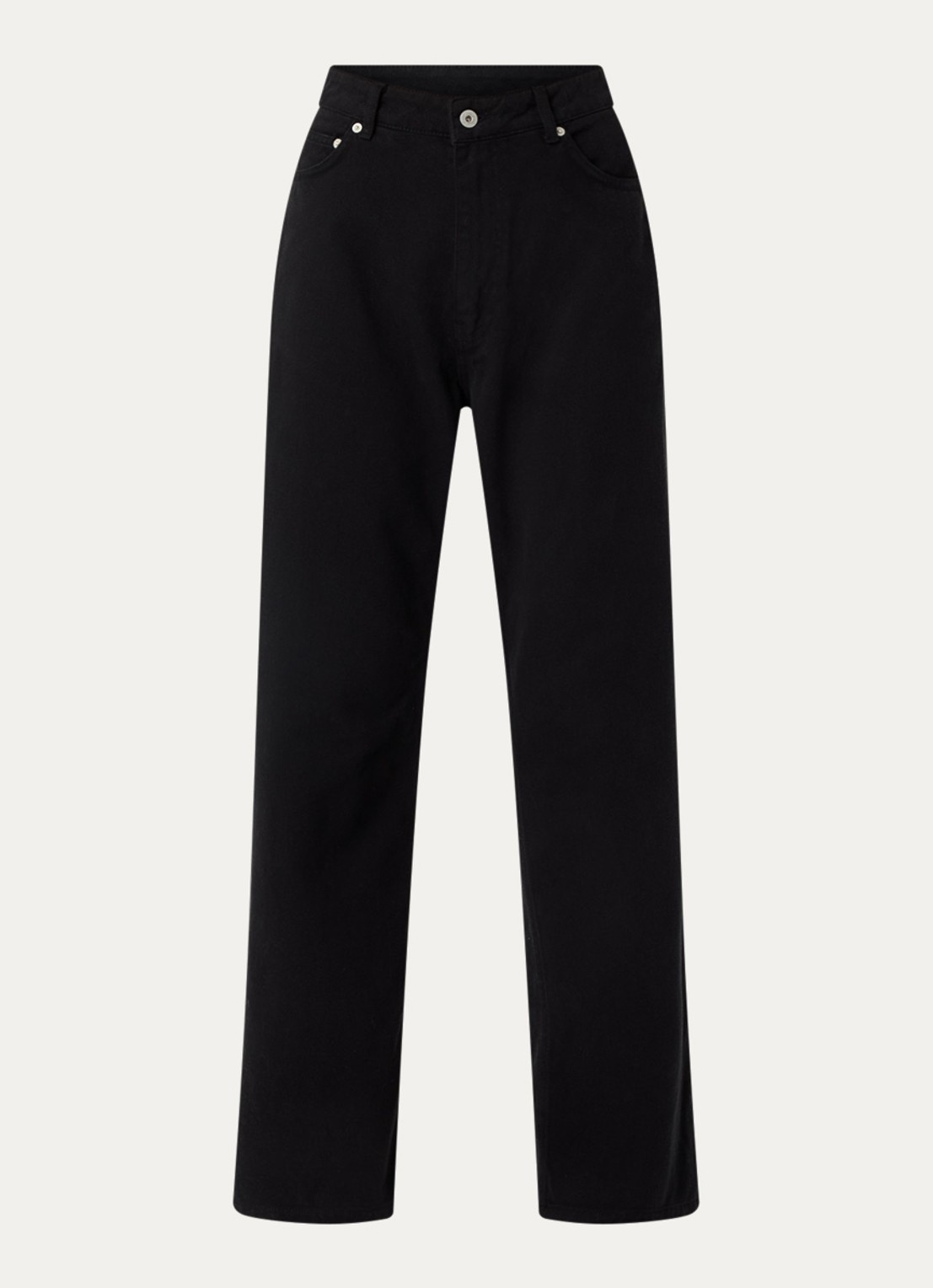 OLAF High waist straight leg jeans met gekleurde wassing en steekzakken - voorkant 2 zwart