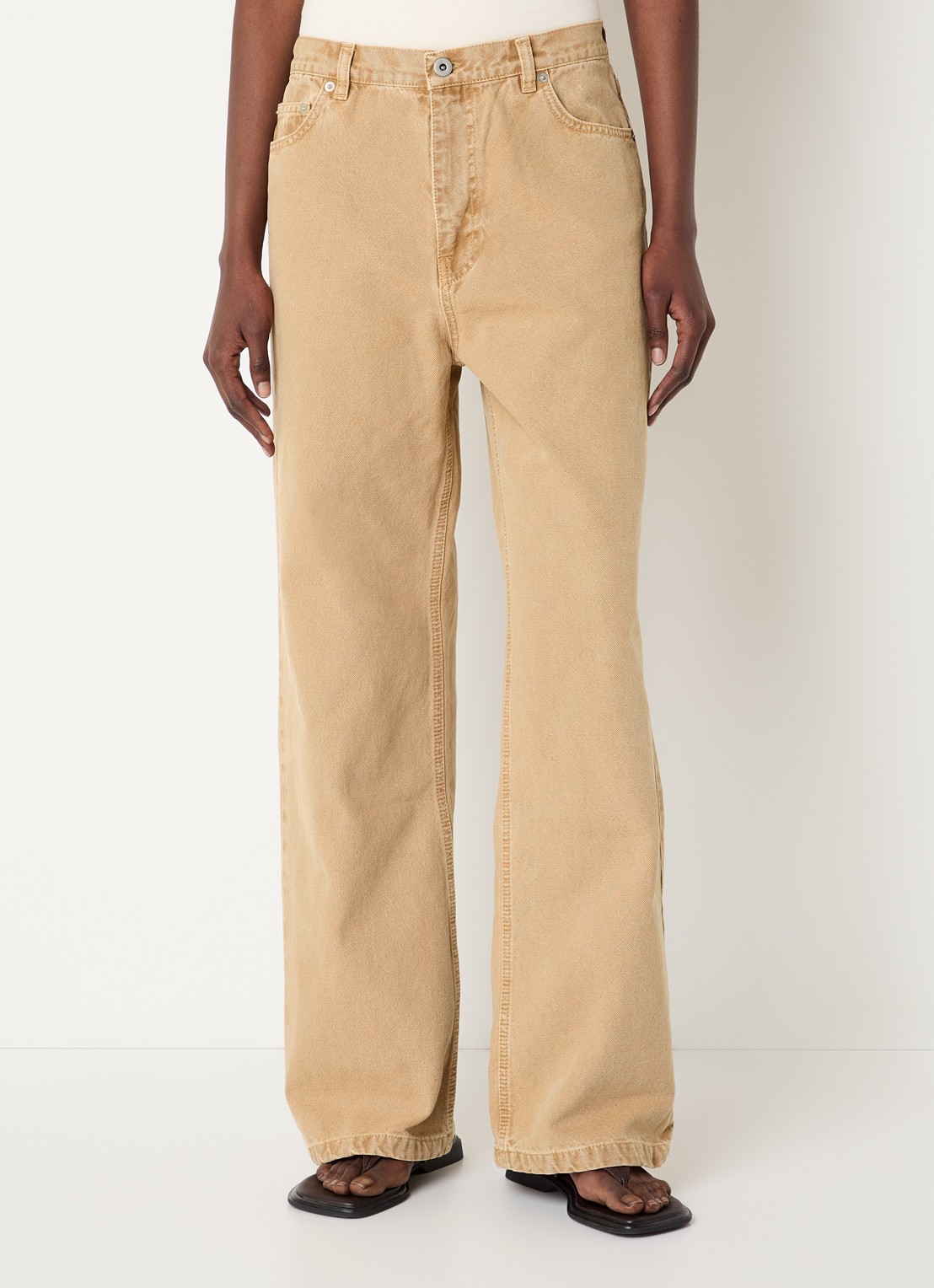 OLAF High waist straight leg jeans met gekleurde wassing - detail 4 camel