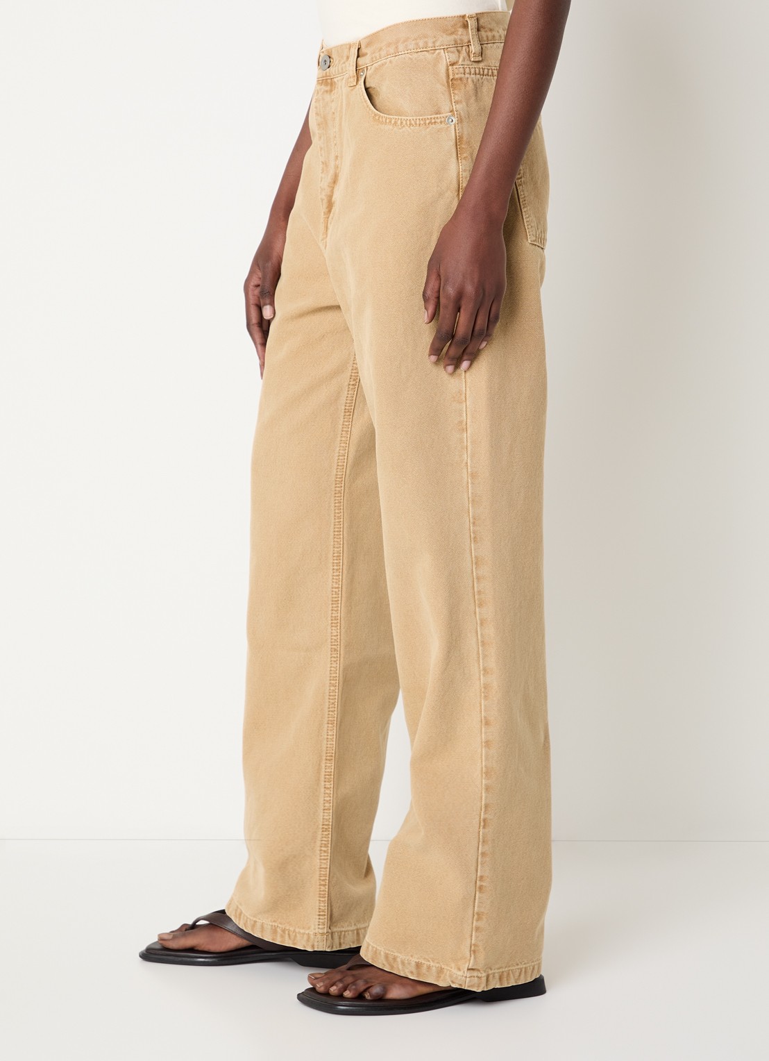 OLAF High waist straight leg jeans met gekleurde wassing - detail 5 camel