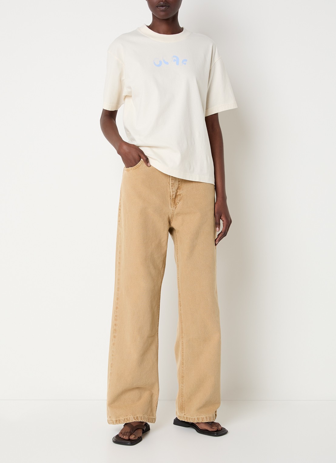 OLAF High waist straight leg jeans met gekleurde wassing - voorkant 3 camel