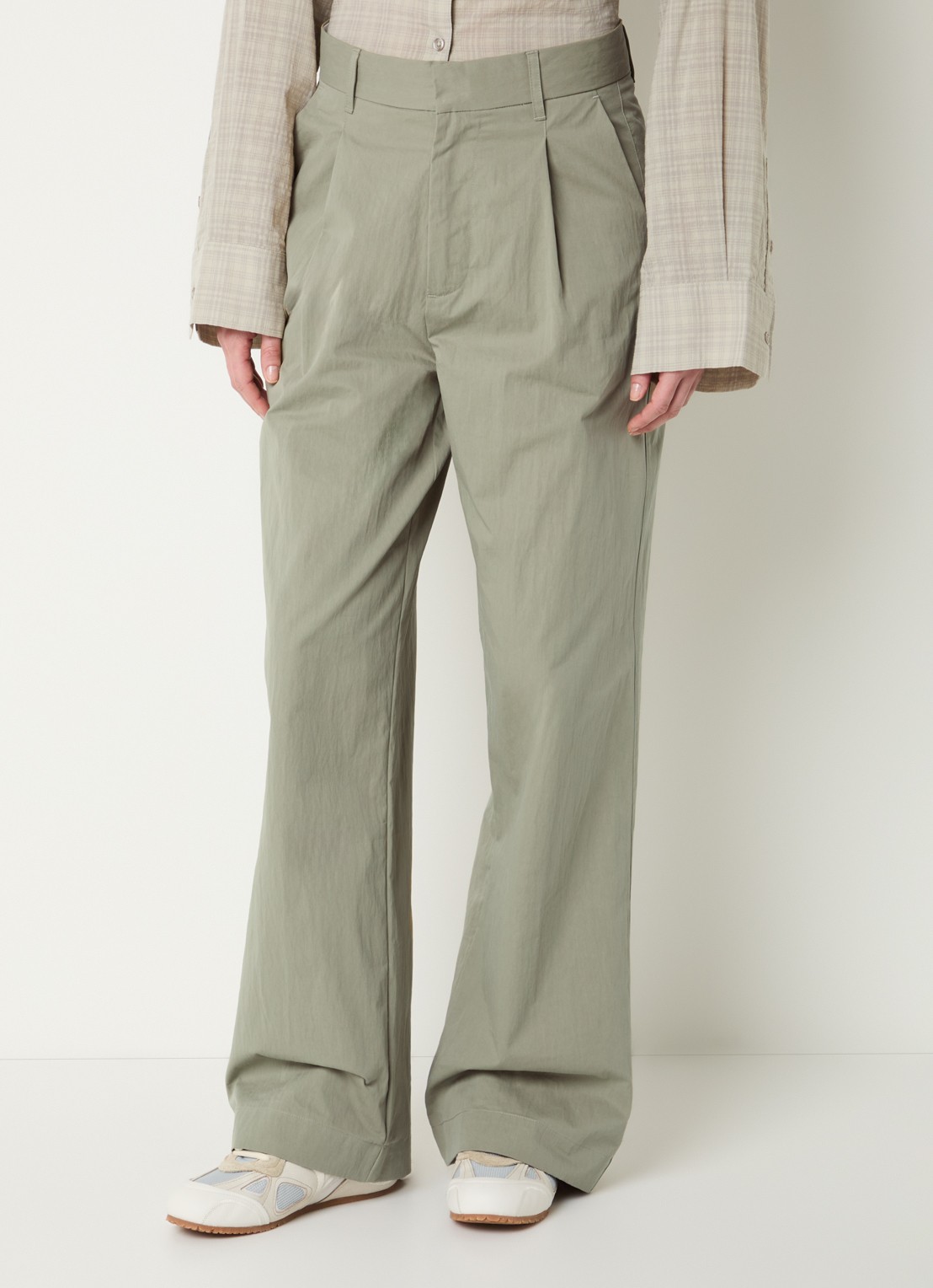 OLAF High waist wide fit pantalon met steekzakken - detail 2 olijfgroen
