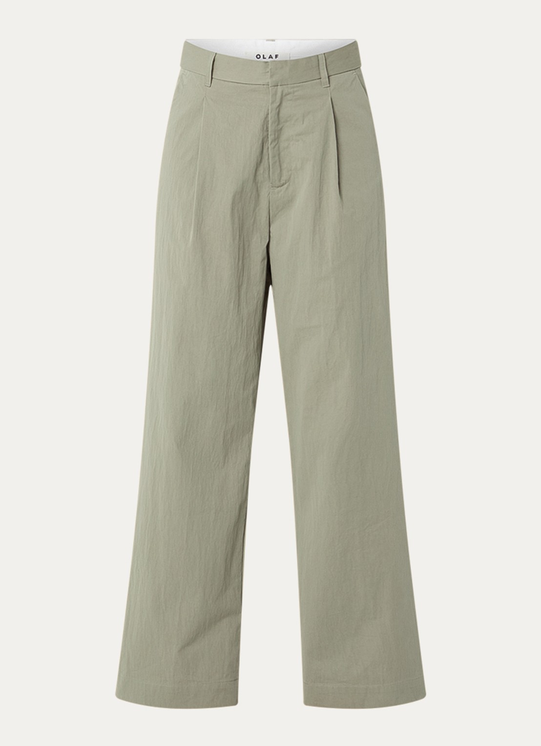 OLAF High waist wide fit pantalon met steekzakken - voorkant 3 olijfgroen