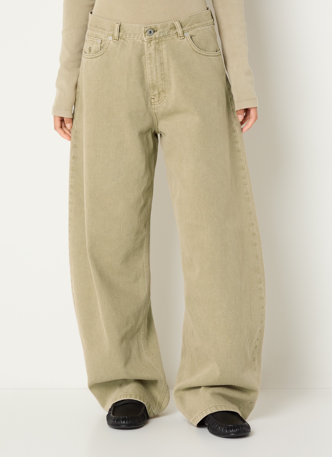 OLAF High waist wide leg jeans met gekleurde wassing - detail 2 beige