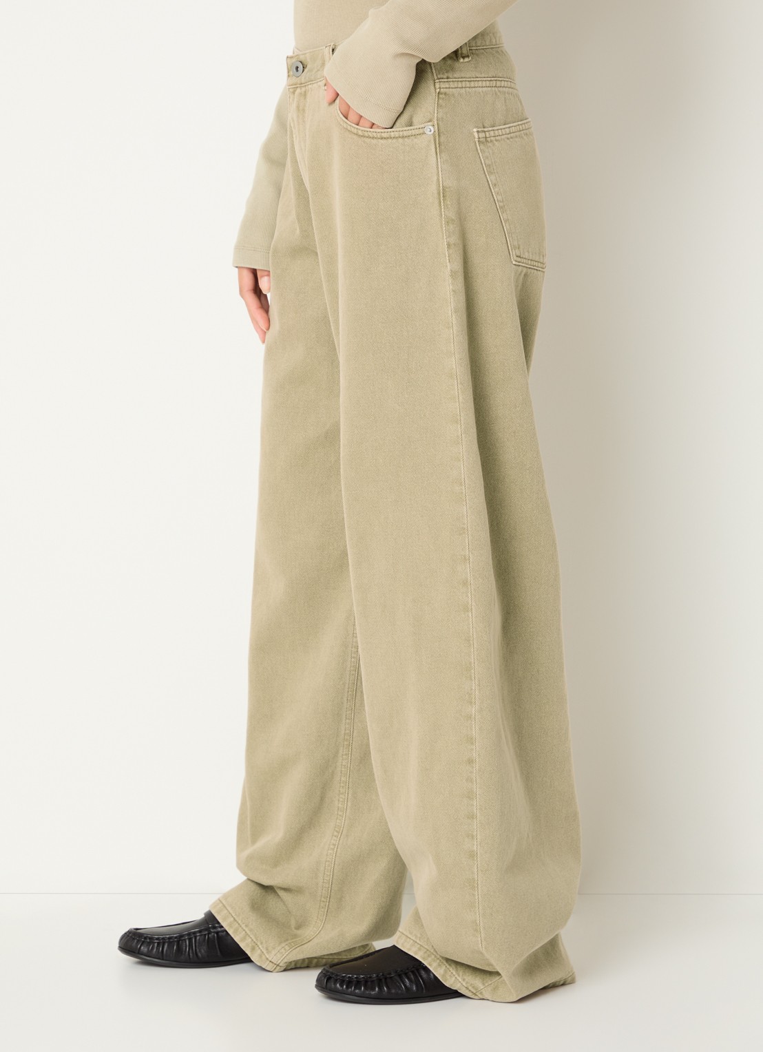 OLAF High waist wide leg jeans met gekleurde wassing - detail 3 beige