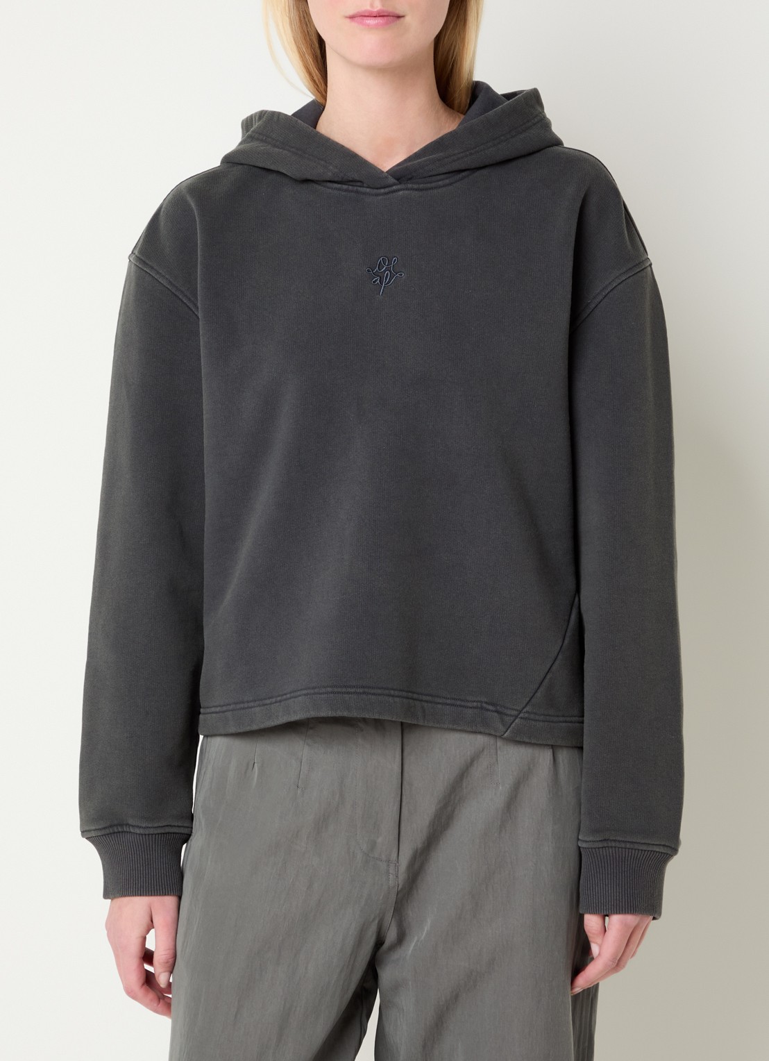 OLAF Hoodie met logo - detail antraciet