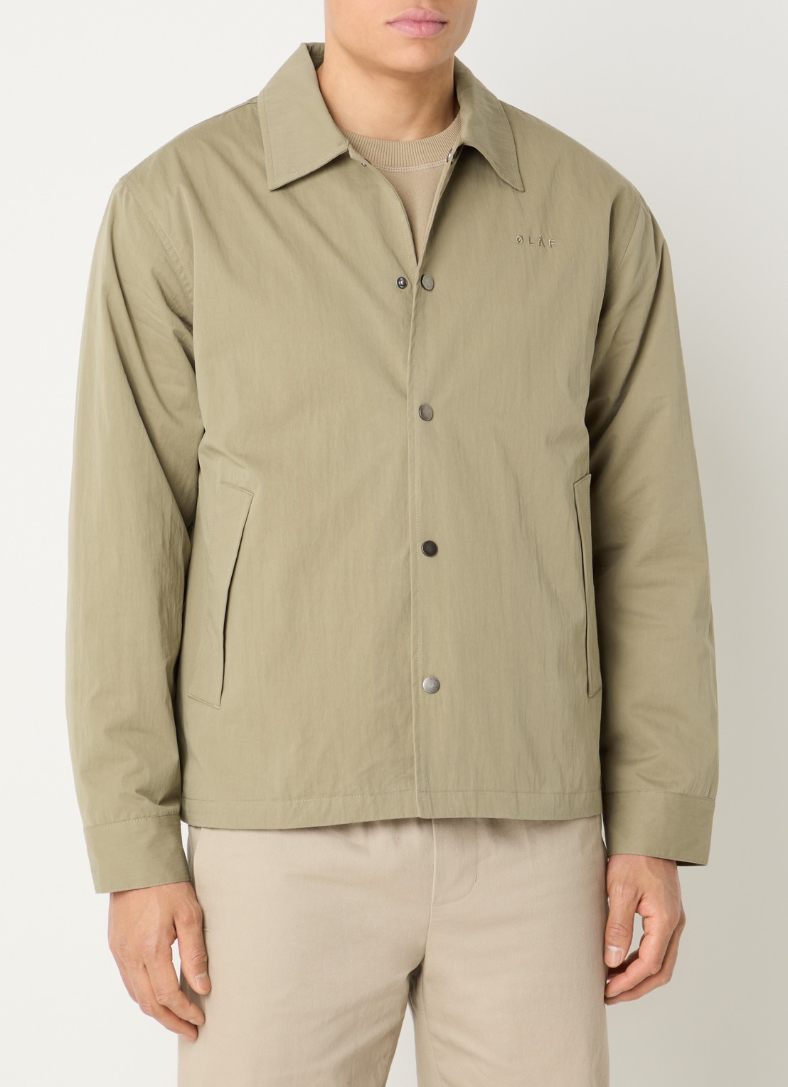 OLAF Jack met logo en steekzakken - detail khaki