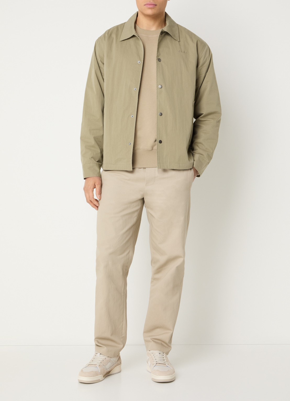 OLAF Jack met logo en steekzakken - voorkant 3 khaki