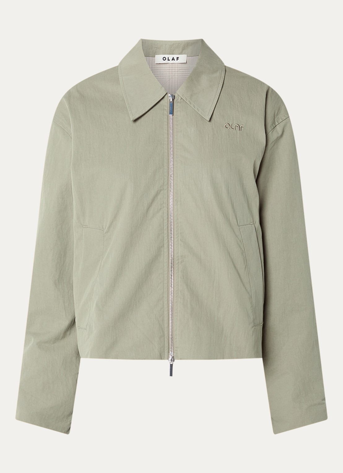 OLAF Jack met logo en steekzakken - voorkant khaki