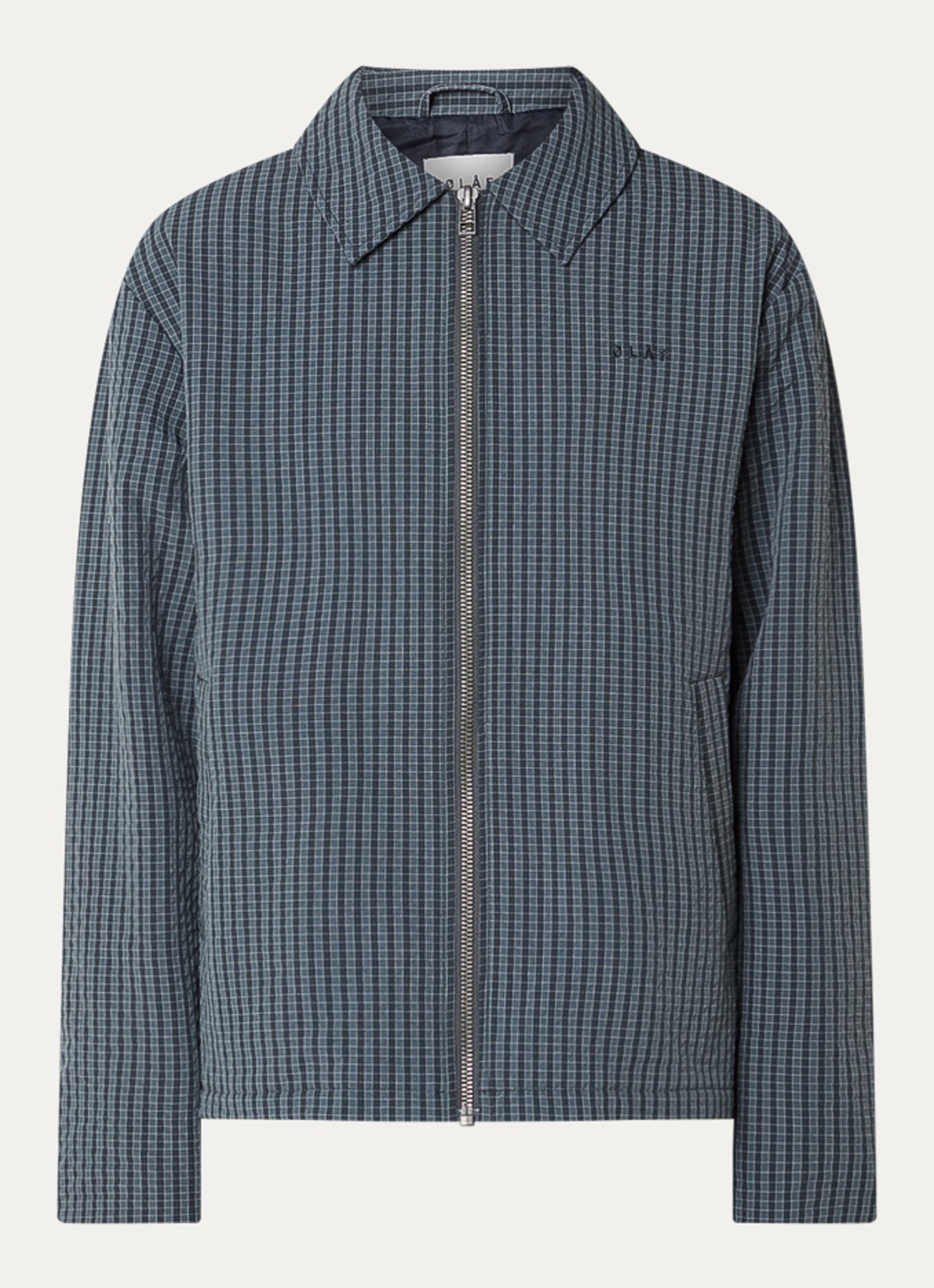 OLAF Jack met ruitdessin en logo - voorkant donkerblauw