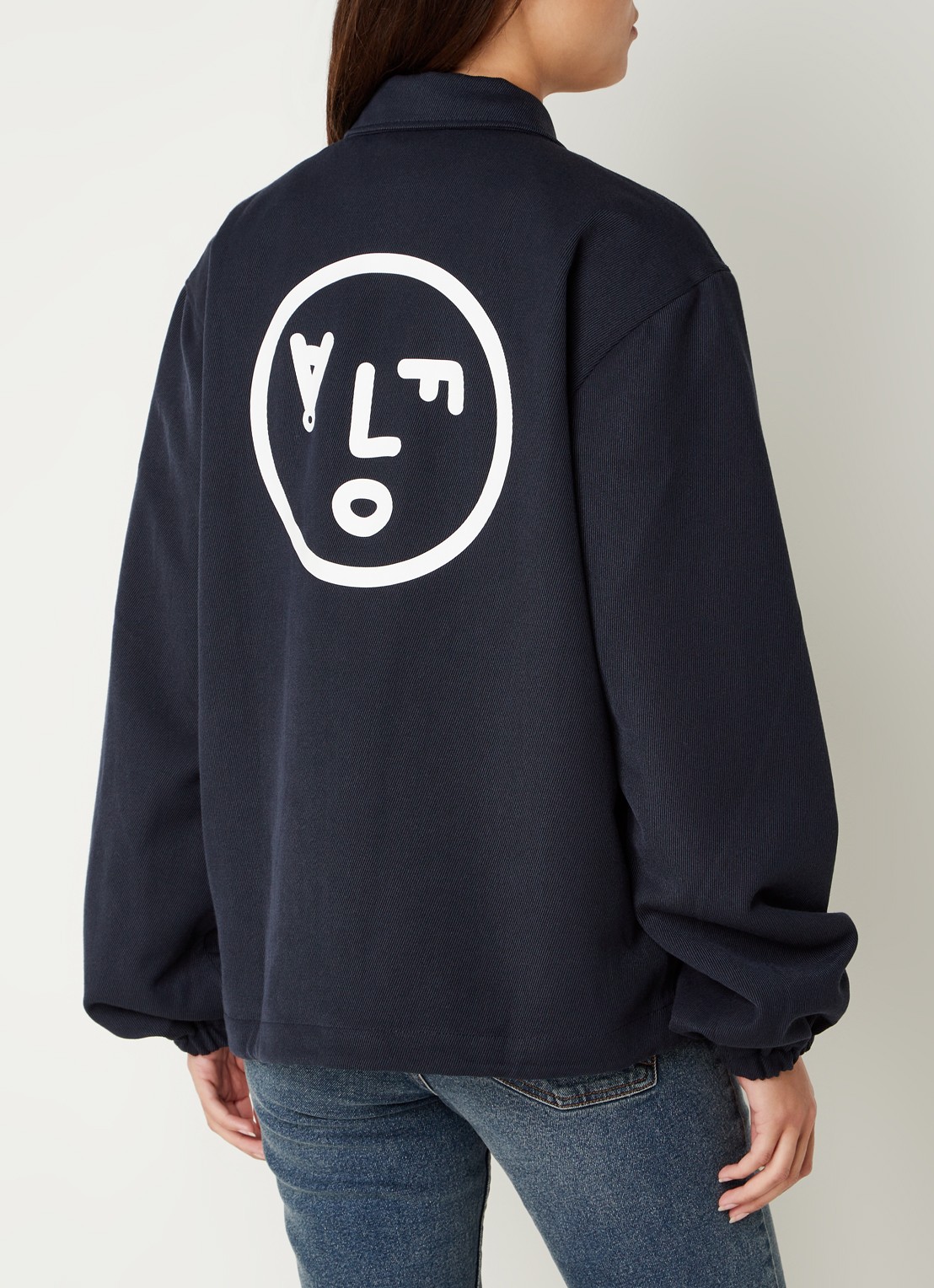 OLAF Jack met trekkoord en logo- en backprint - detail 4 donkerblauw