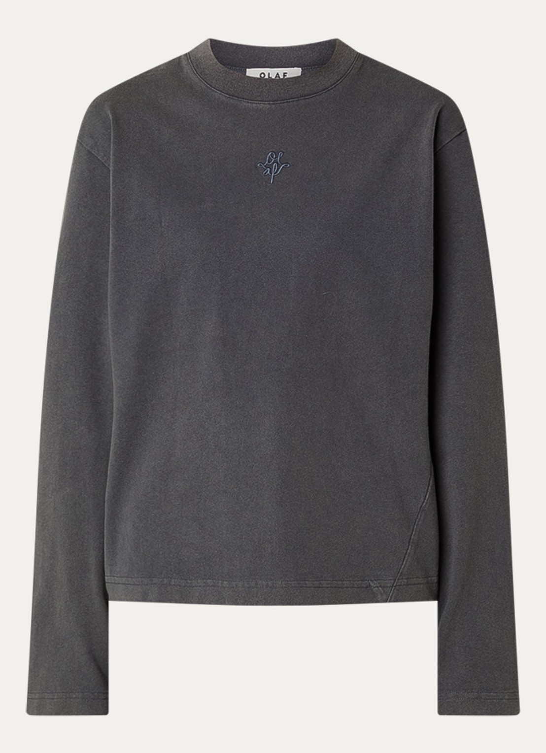 OLAF Long sleeve met logo en ronde hals - voorkant 3 antraciet