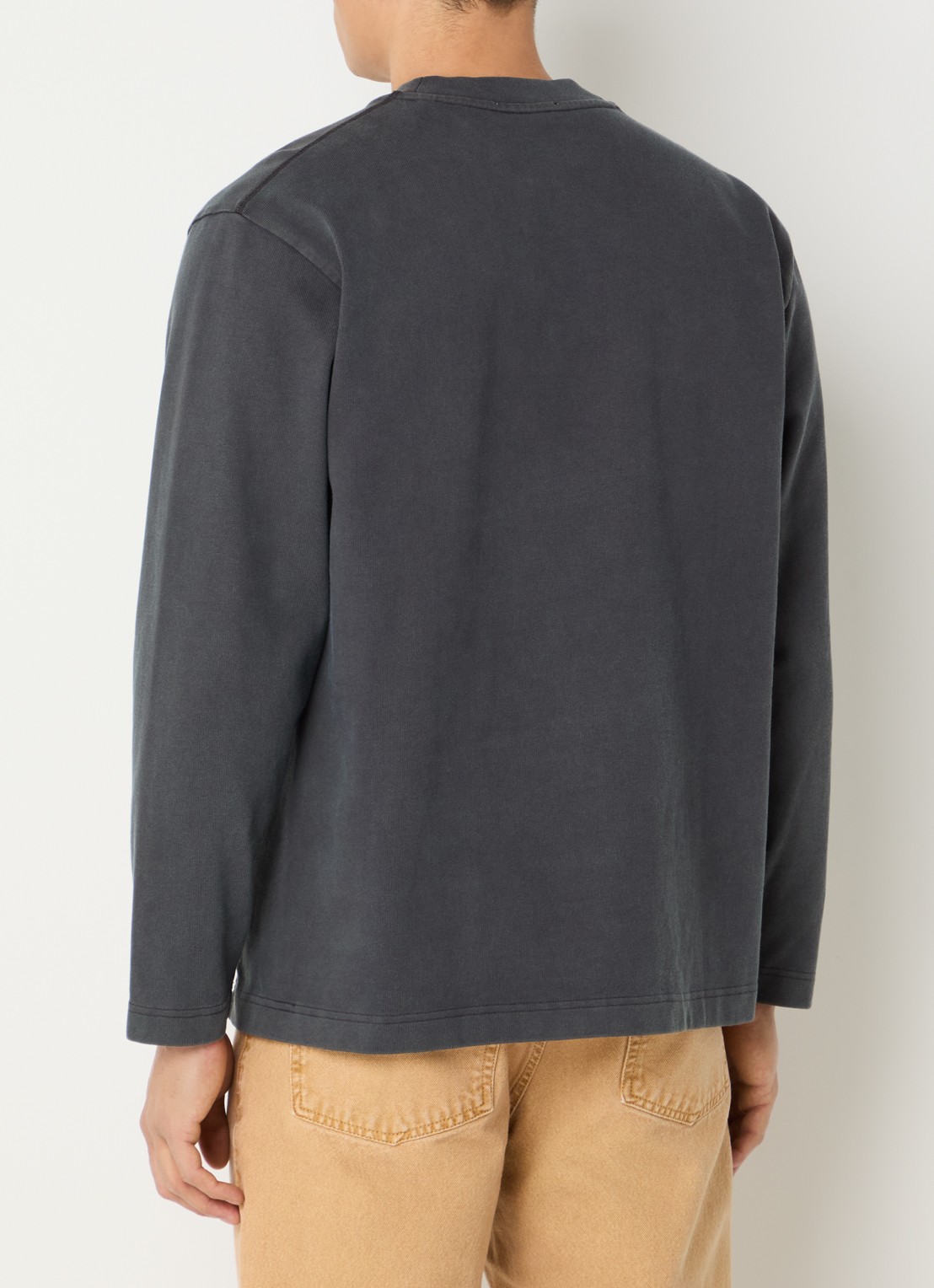 OLAF Longsleeve met logo en verwassen afwerking - achterkant 4 antraciet